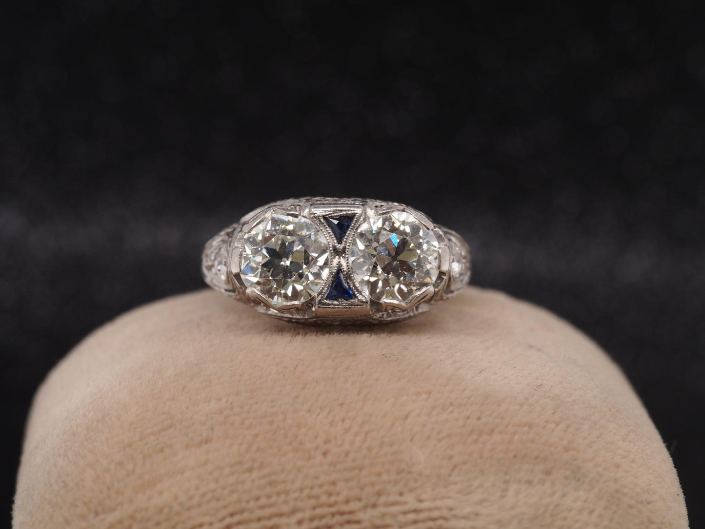 Estate Art Deco Platinum 2.25ct Old European Cut Diamond Ring - VHK#658a