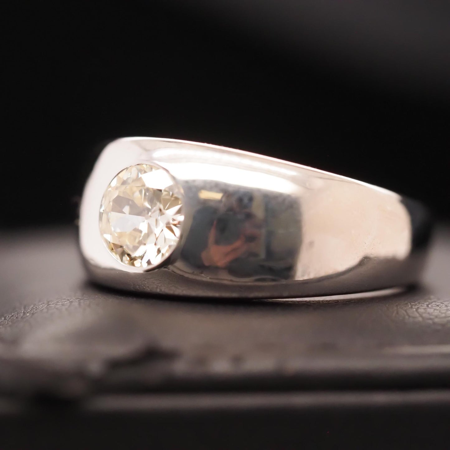 Circa 1940s 14K White Gold 1.35ct Old European Brilliant Diamond Ring - VHK#679