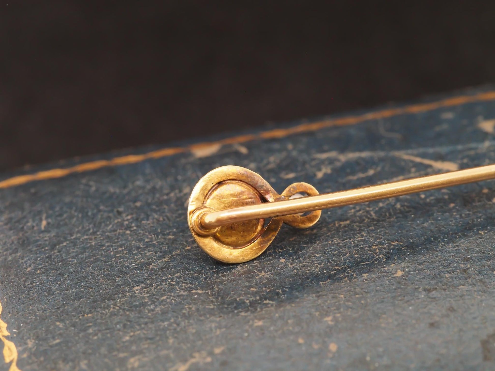 1920s 14K Yellow Gold Moonstone and Pearl Stick Pin - VHK#62