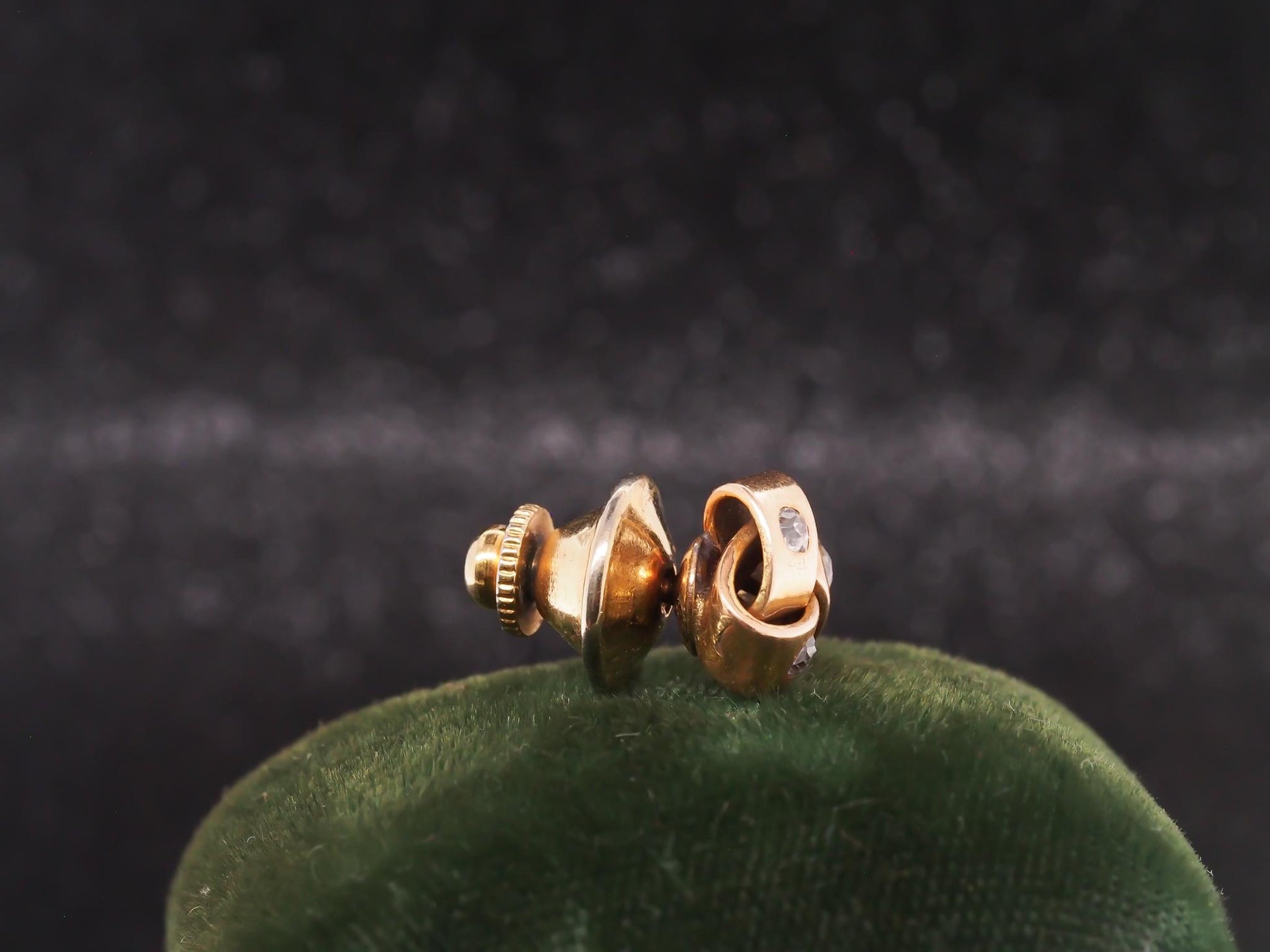 1920s 14K Rose Gold & Old Miner Diamond Pin / Tie Tack - VHK#57