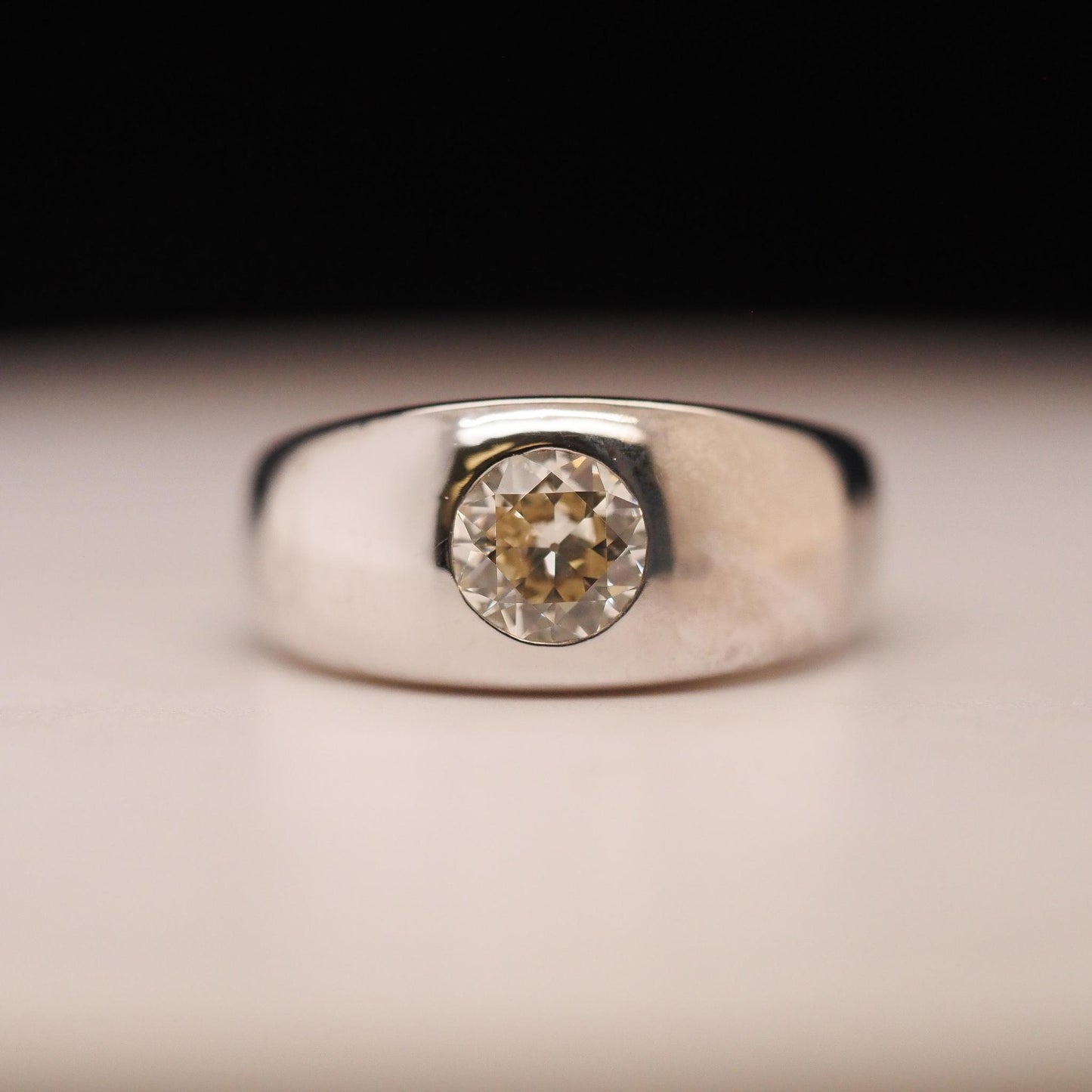 Circa 1940s 14K White Gold 1.35ct Old European Brilliant Diamond Ring - VHK#679