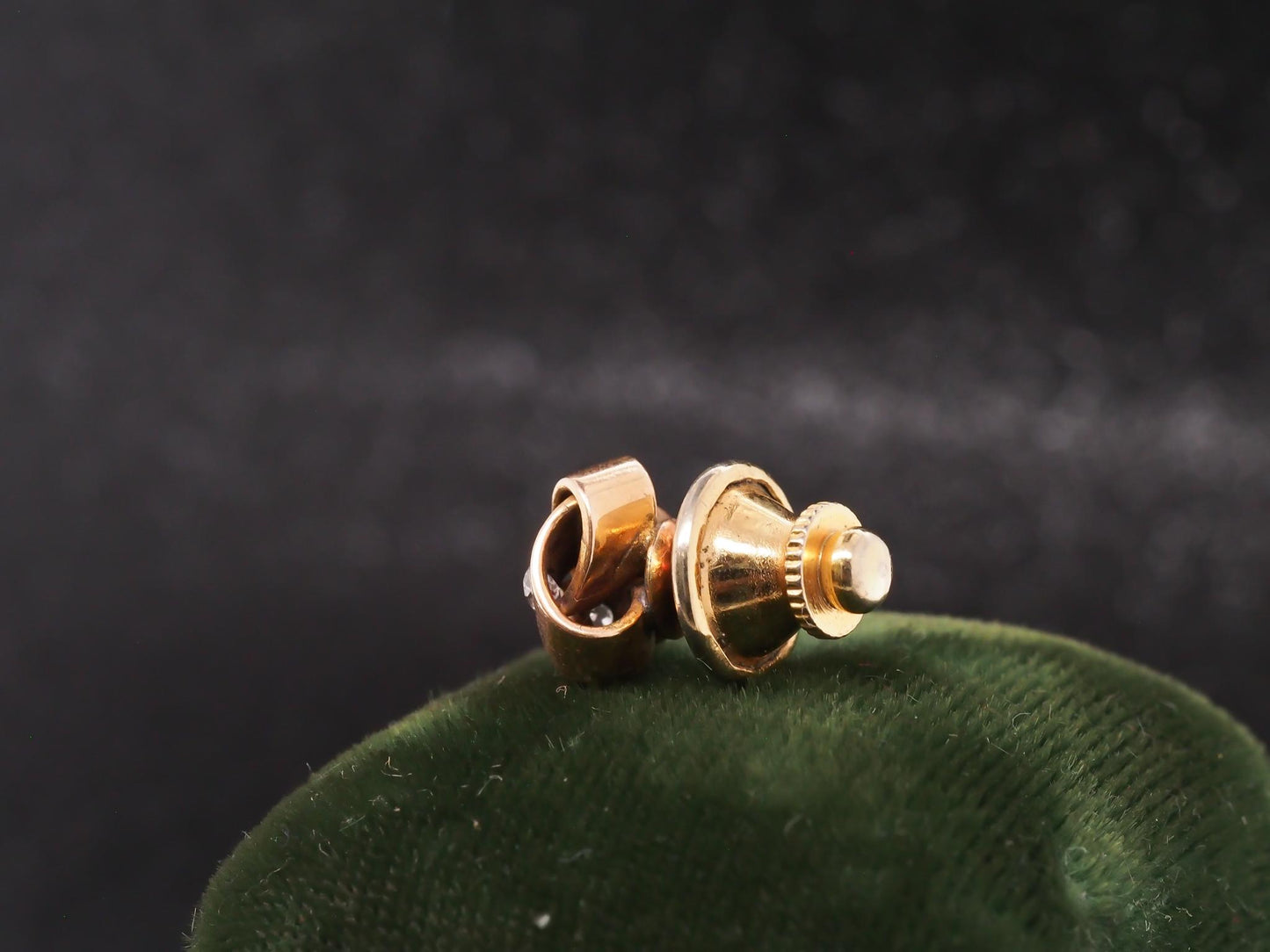 1920s 14K Rose Gold & Old Miner Diamond Pin / Tie Tack - VHK#57