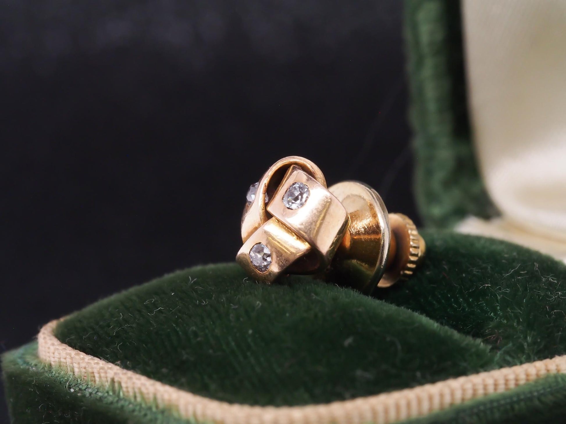 1920s 14K Rose Gold & Old Miner Diamond Pin / Tie Tack - VHK#57