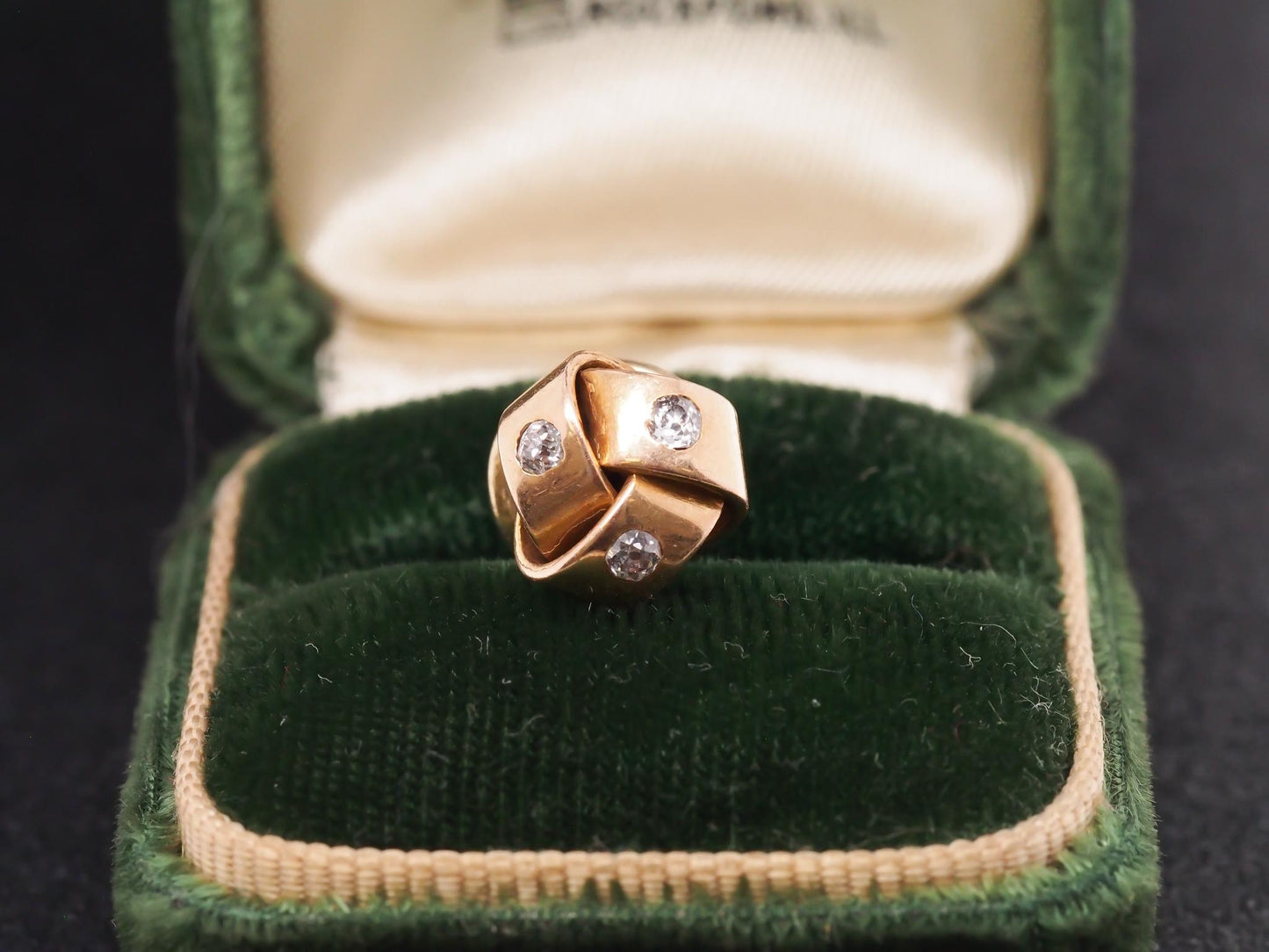 1920s 14K Rose Gold & Old Miner Diamond Pin / Tie Tack - VHK#57