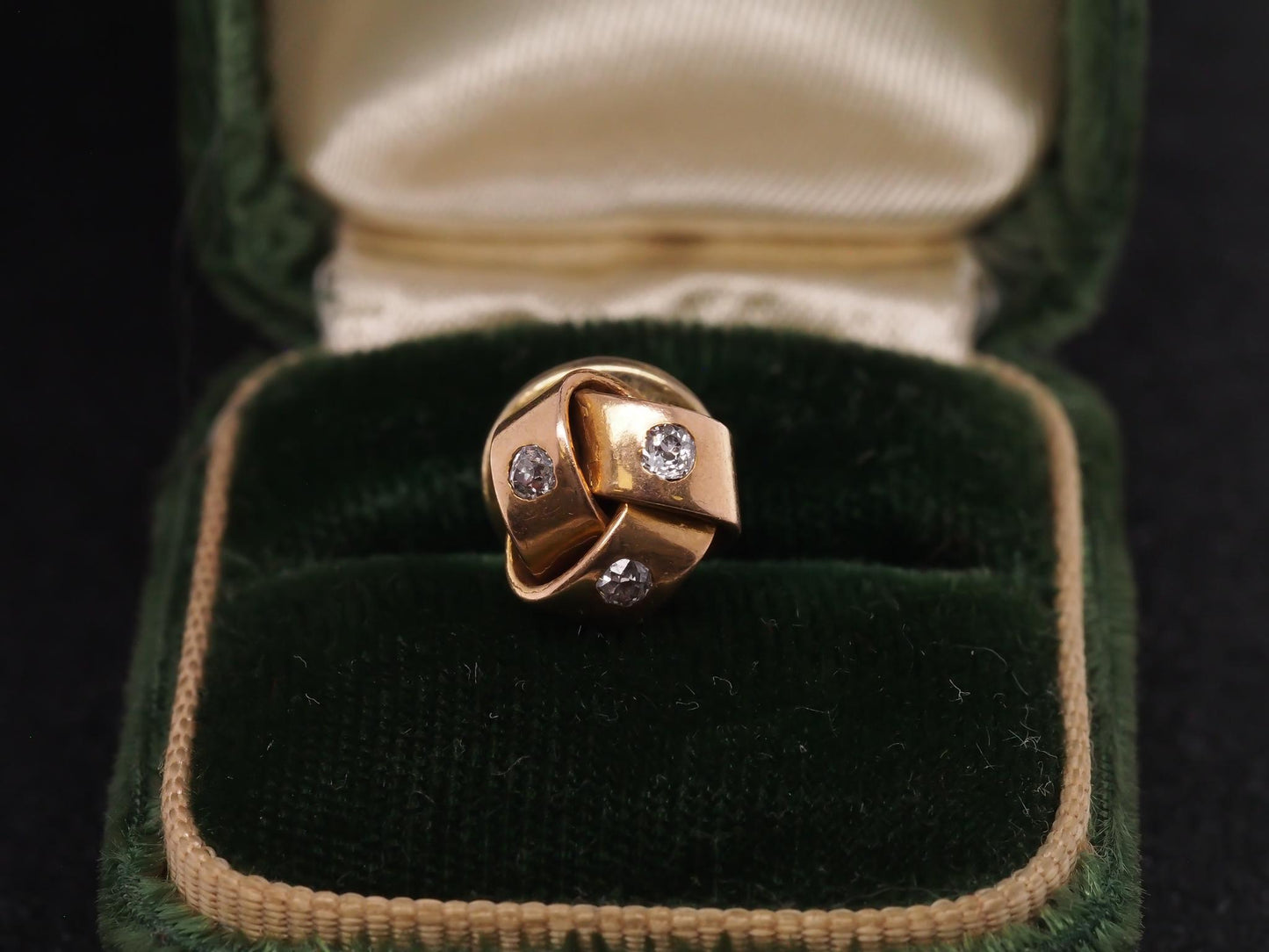 1920s 14K Rose Gold & Old Miner Diamond Pin / Tie Tack - VHK#57