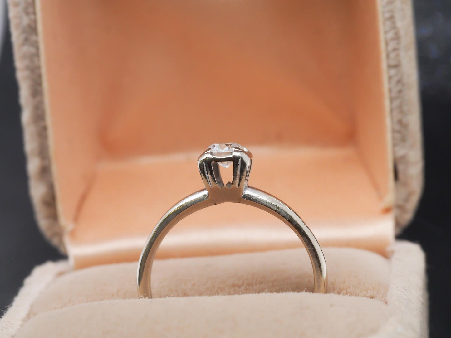 Circa 1930s 14K White Gold Diamond .20ct Old European Brilliant Engagement Ring