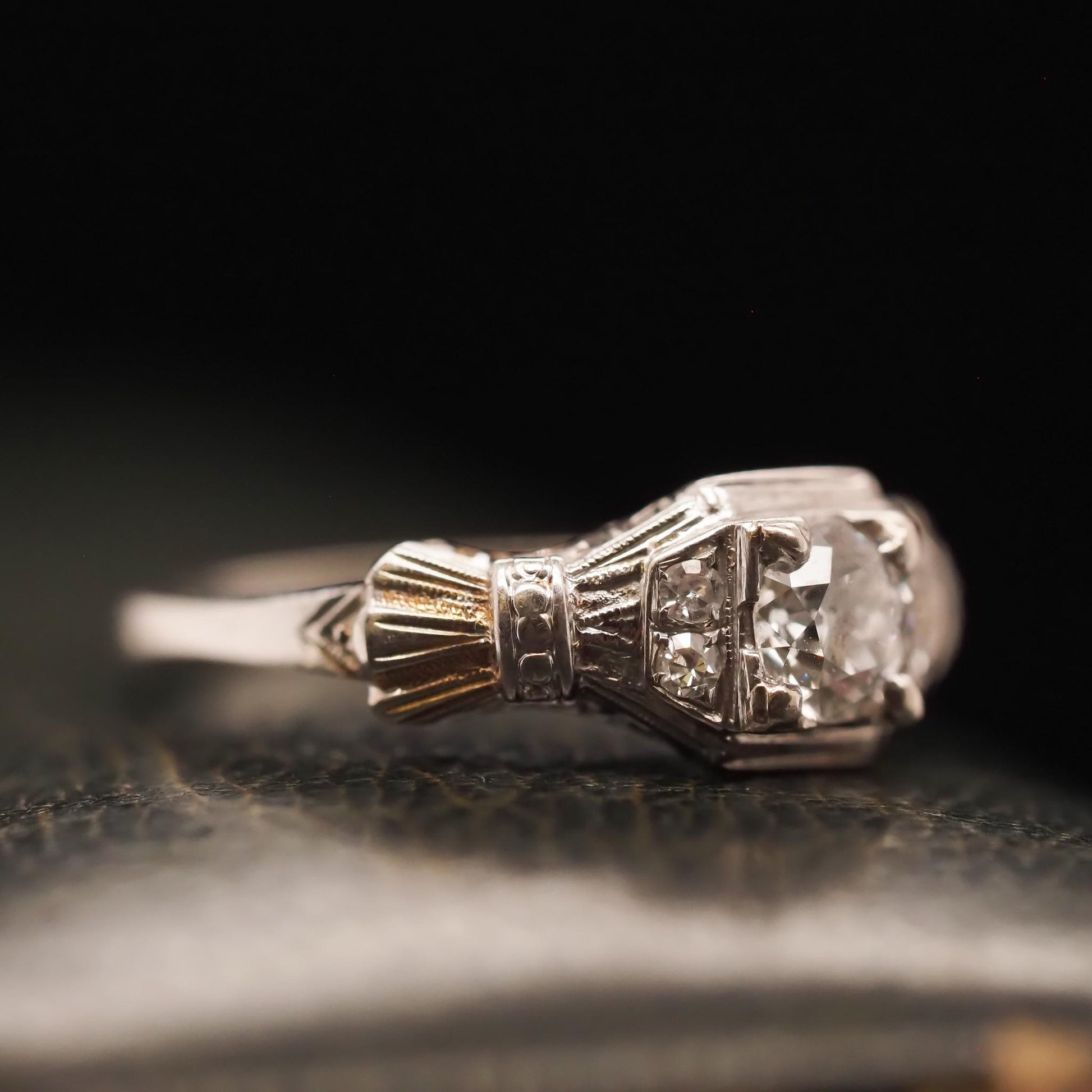 Circa 1930s 14K White Gold .50ct Old European Brilliant Engagement Ring - VHK#68