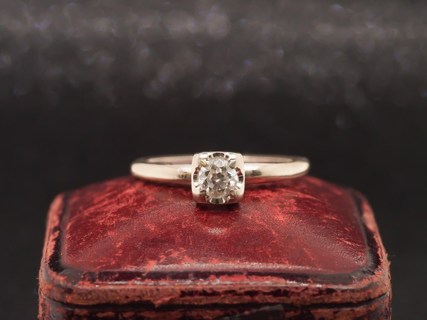 Circa 1930s 14K White Gold Diamond .20ct Old European Brilliant Engagement Ring