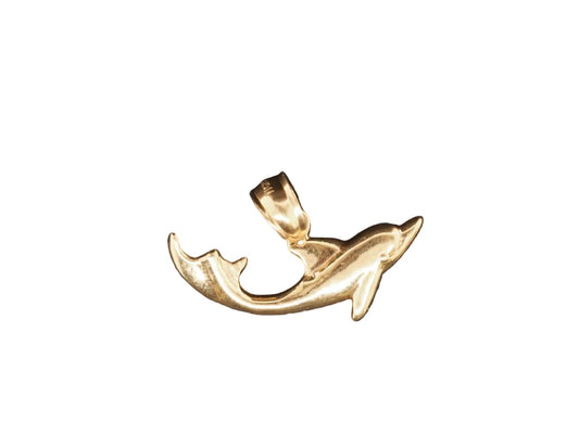 14K Yellow Gold Dolphin Pendant - VHK#52