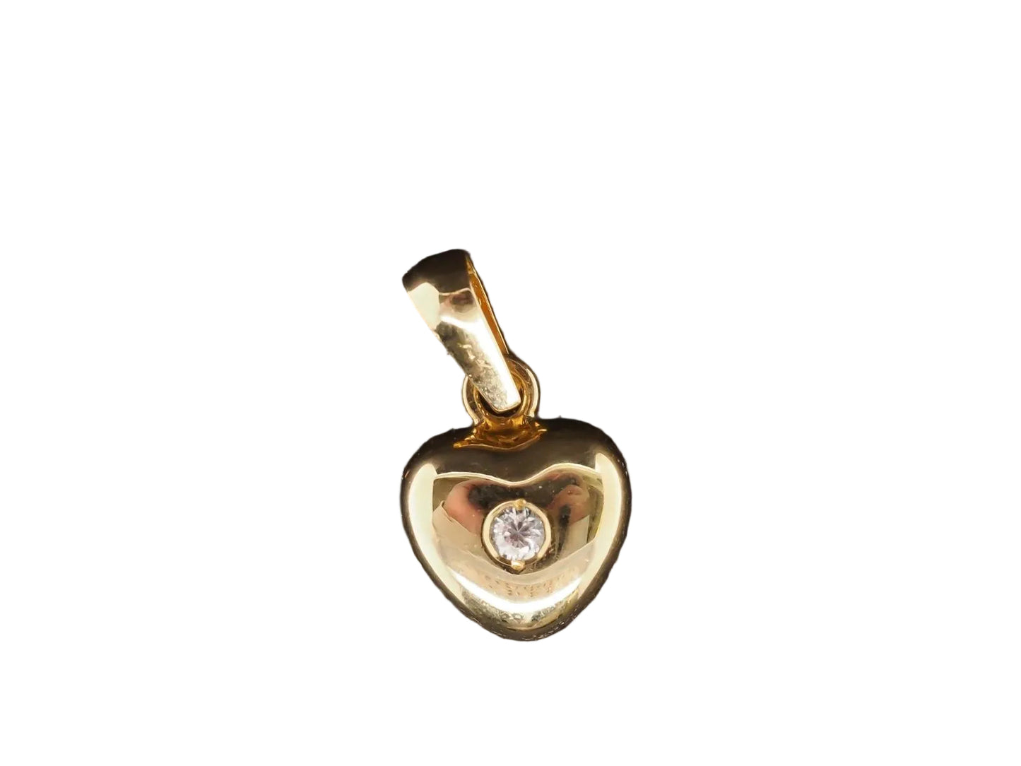 14K Yellow Gold Diamond Heart Shaped Pendant - VHK#51