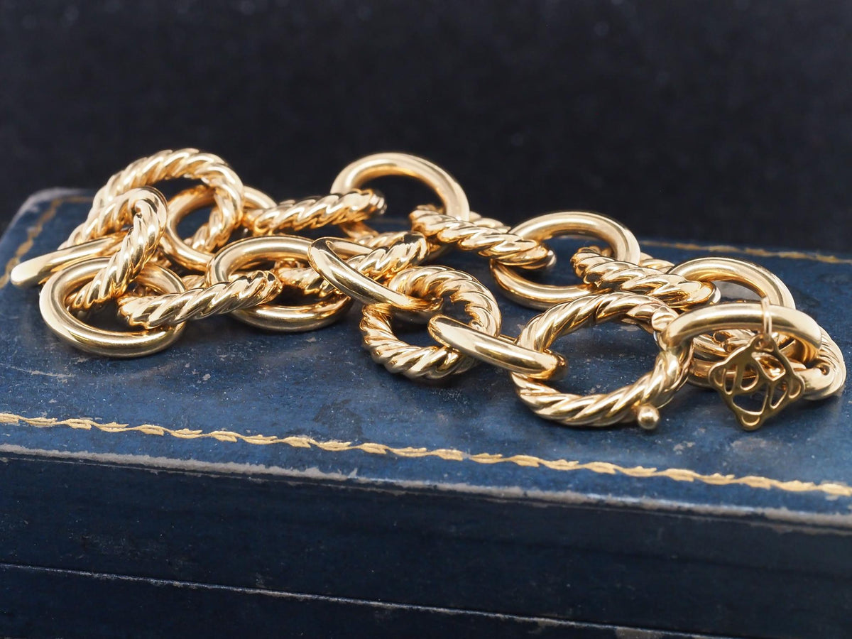 Estate David Yurman 18k Yellow Gold Oval Link Bracelet - VHK#1058