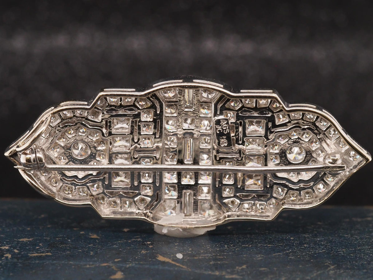 Estate 18K White Gold Diamond Brooch - VHK#1059