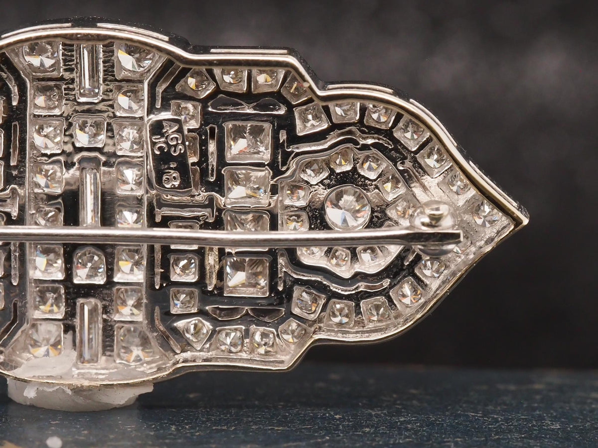 Estate 18K White Gold Diamond Brooch - VHK#1059