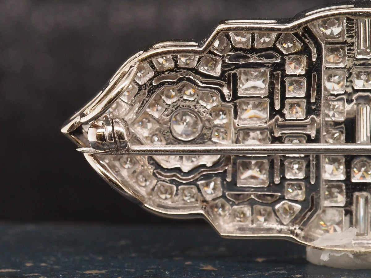 Estate 18K White Gold Diamond Brooch - VHK#1059