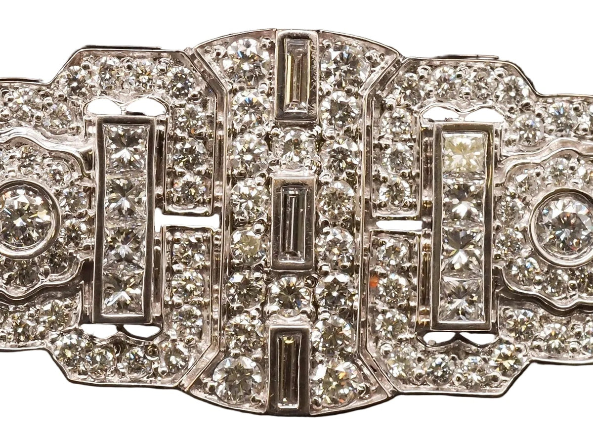 Estate 18K White Gold Diamond Brooch - VHK#1059