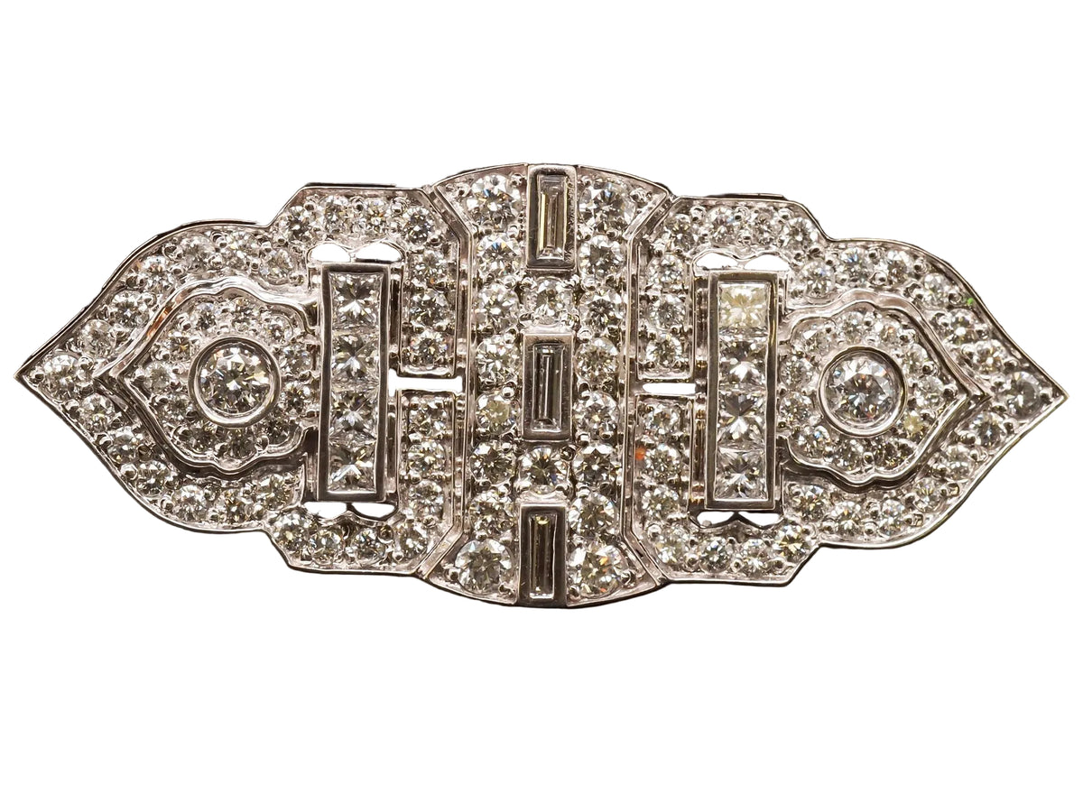 Estate 18K White Gold Diamond Brooch - VHK#1059