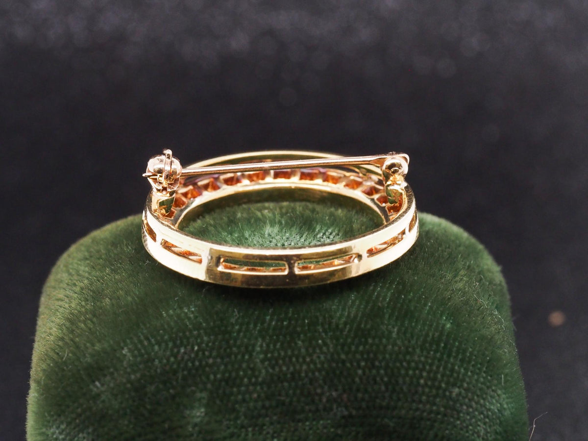Estate 18k Yellow Gold Diamond Circle Brooch Pin - VHK#1060