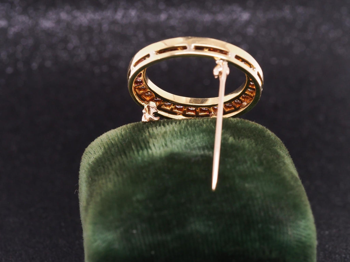 Estate 18k Yellow Gold Diamond Circle Brooch Pin - VHK#1060