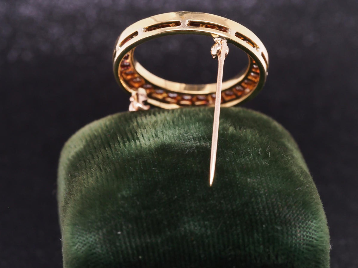 Estate 18k Yellow Gold Diamond Circle Brooch Pin - VHK#1060