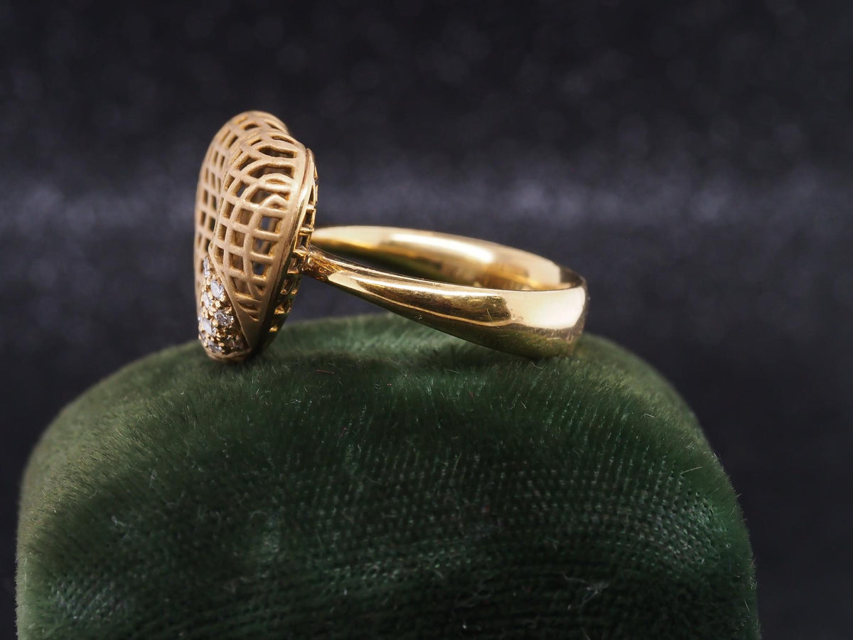 Estate 18K Yellow Gold Diamond Heart Ring - VHK#1057