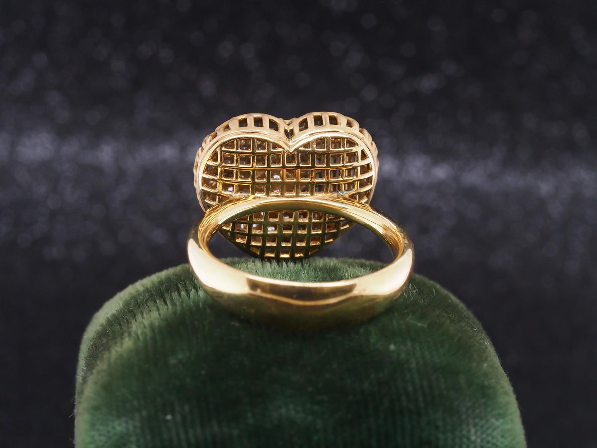 Estate 18K Yellow Gold Diamond Heart Ring - VHK#1057