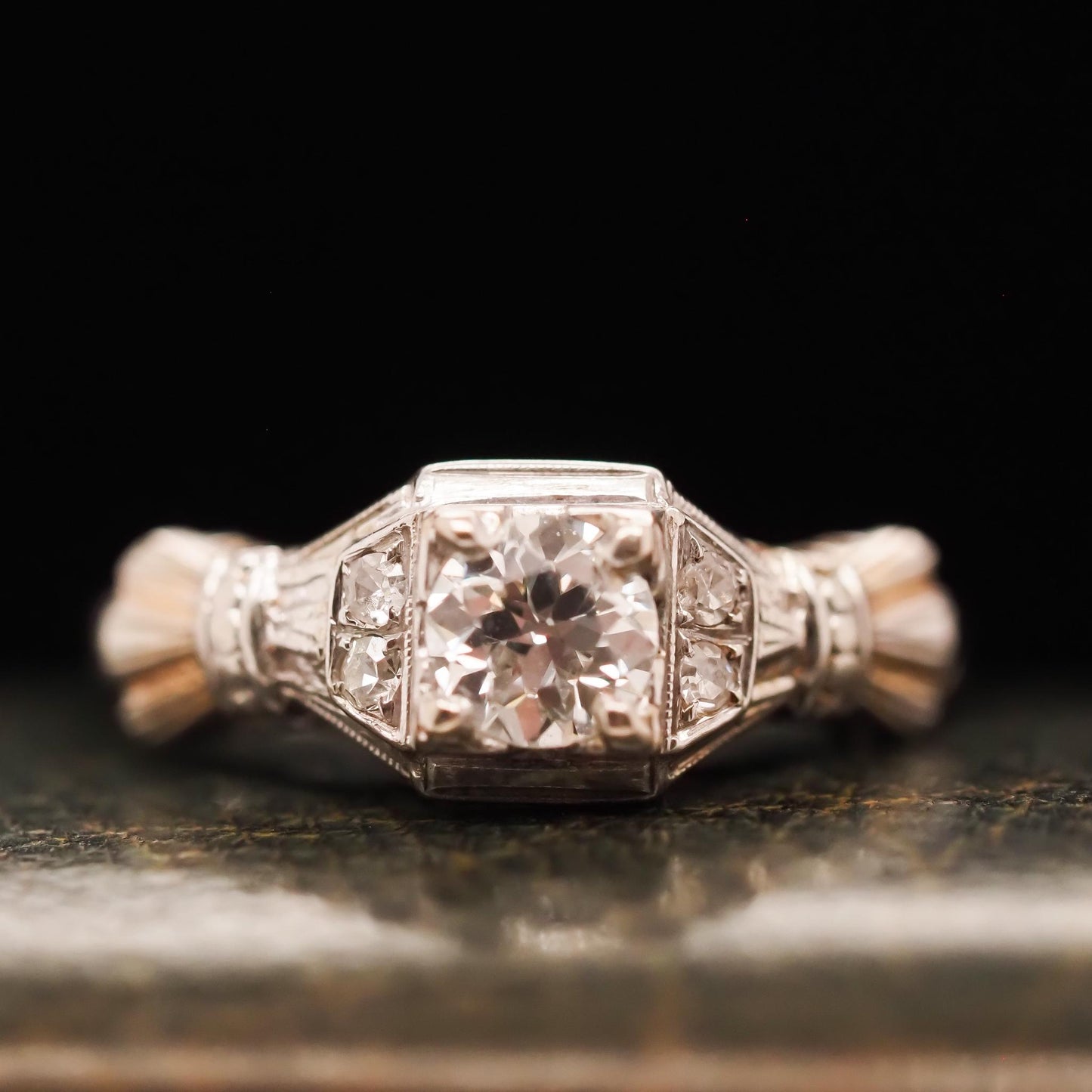 Circa 1930s 14K White Gold .50ct Old European Brilliant Engagement Ring - VHK#68