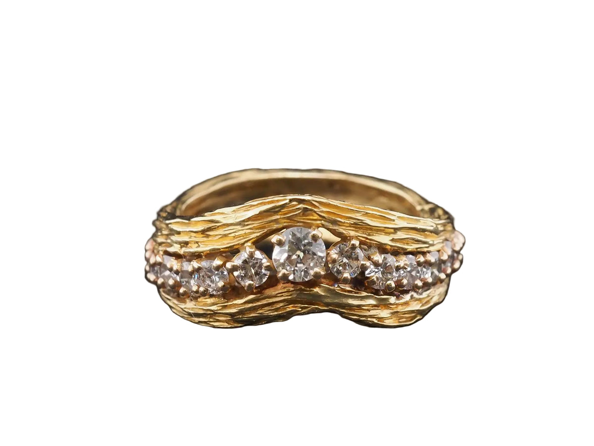 Estate Vintage Freeform Diamond V Shape Band - VHK#1056