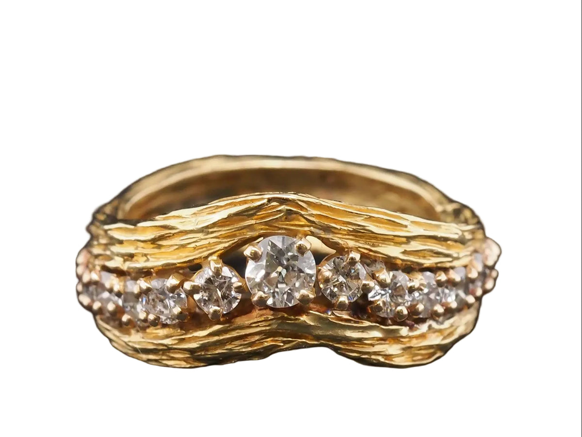 Estate Vintage Freeform Diamond V Shape Band - VHK#1056