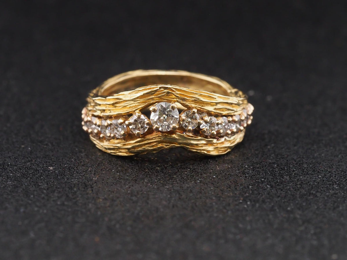Estate Vintage Freeform Diamond V Shape Band - VHK#1056