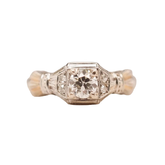 Circa 1930s 14K White Gold .50ct Old European Brilliant Engagement Ring - VHK#68
