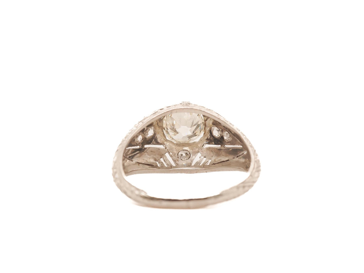 Circa 1920s Platinum GIA .63ct Old European Brilliant Engagement Ring