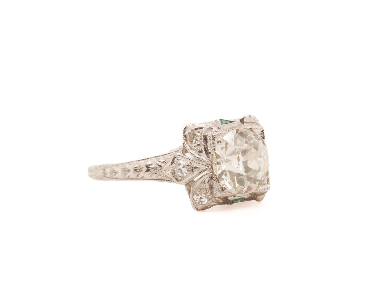 Circa 1920s Platinum GIA 1.23ct Old European Brilliant Diamond Engagement Ring