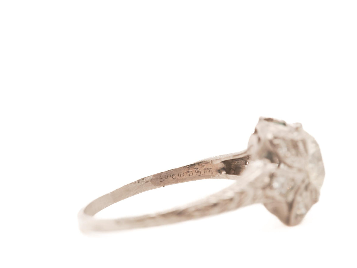 Circa 1920s Platinum GIA 1.23ct Old European Brilliant Diamond Engagement Ring