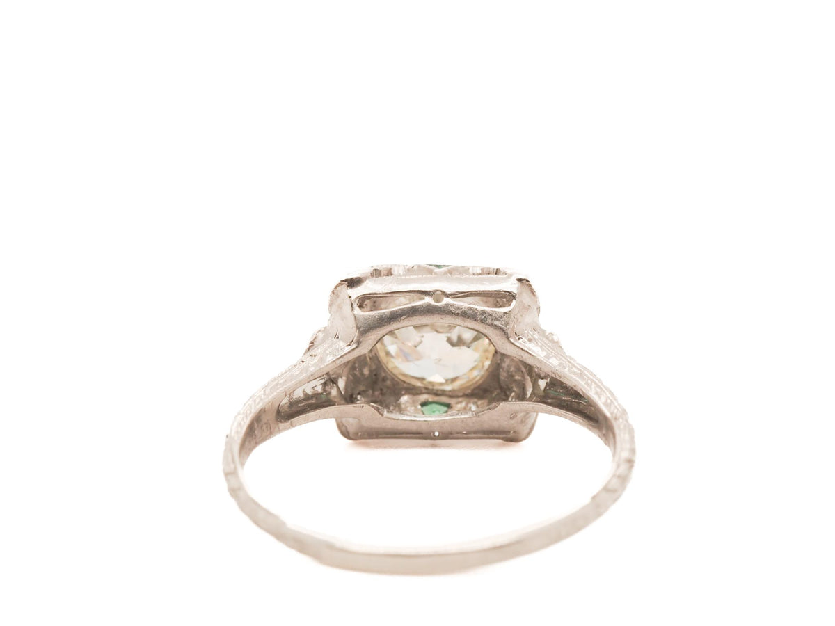 Circa 1920s Platinum GIA 1.23ct Old European Brilliant Diamond Engagement Ring