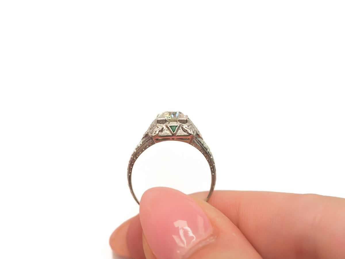 Circa 1920s Platinum GIA 1.23ct Old European Brilliant Diamond Engagement Ring