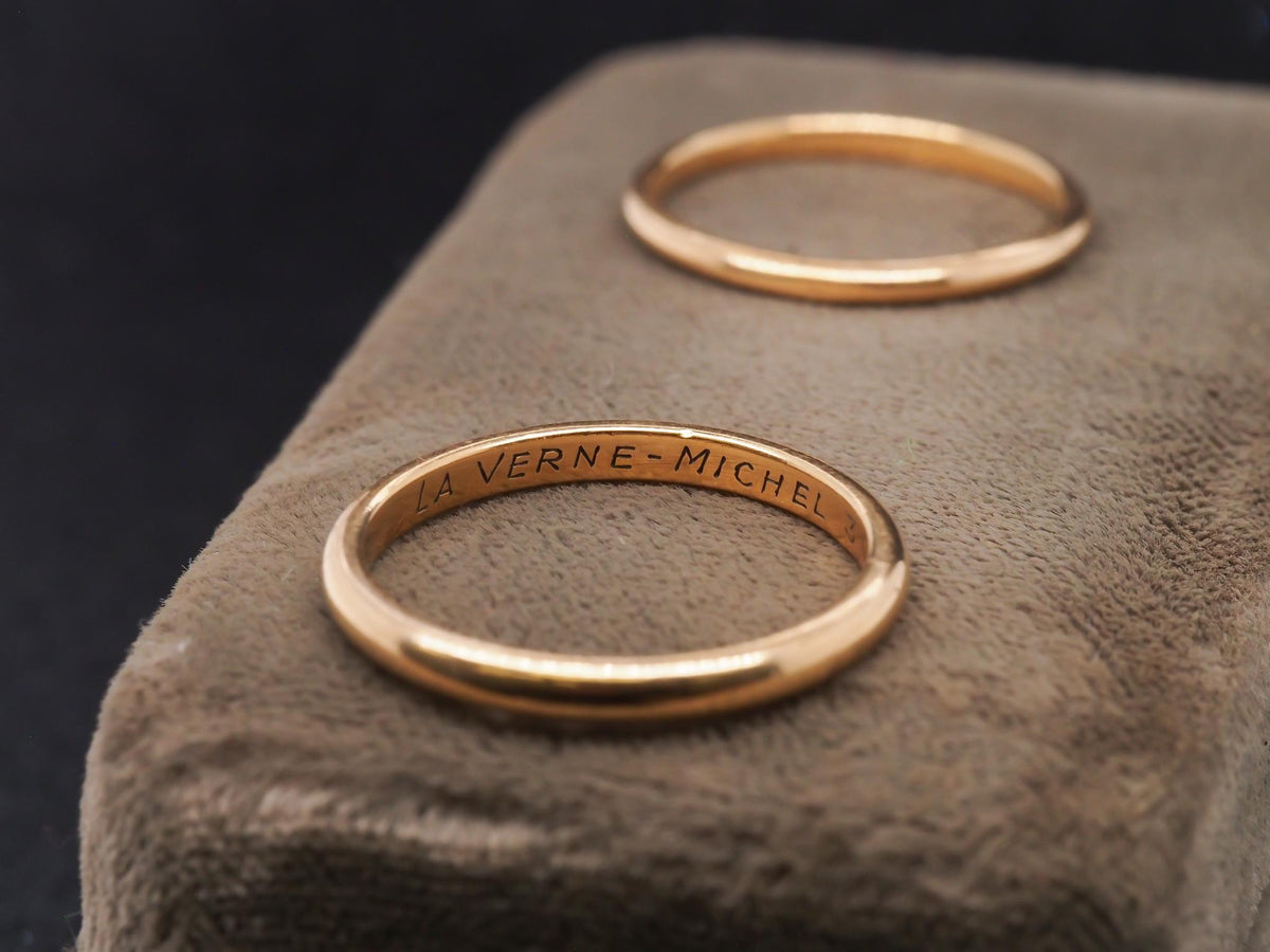 Estate Cartier 18K Yellow Gold Wedding Band Ring Set with Original Box - VHK#108