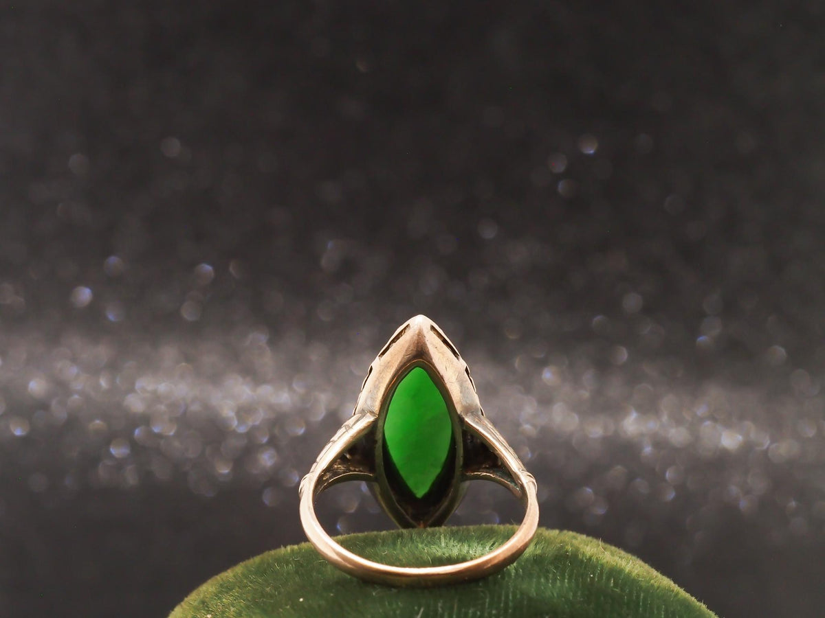 Circa 1930s 9K Yellow Gold Jade Nanette Shape Ring - VHK#105