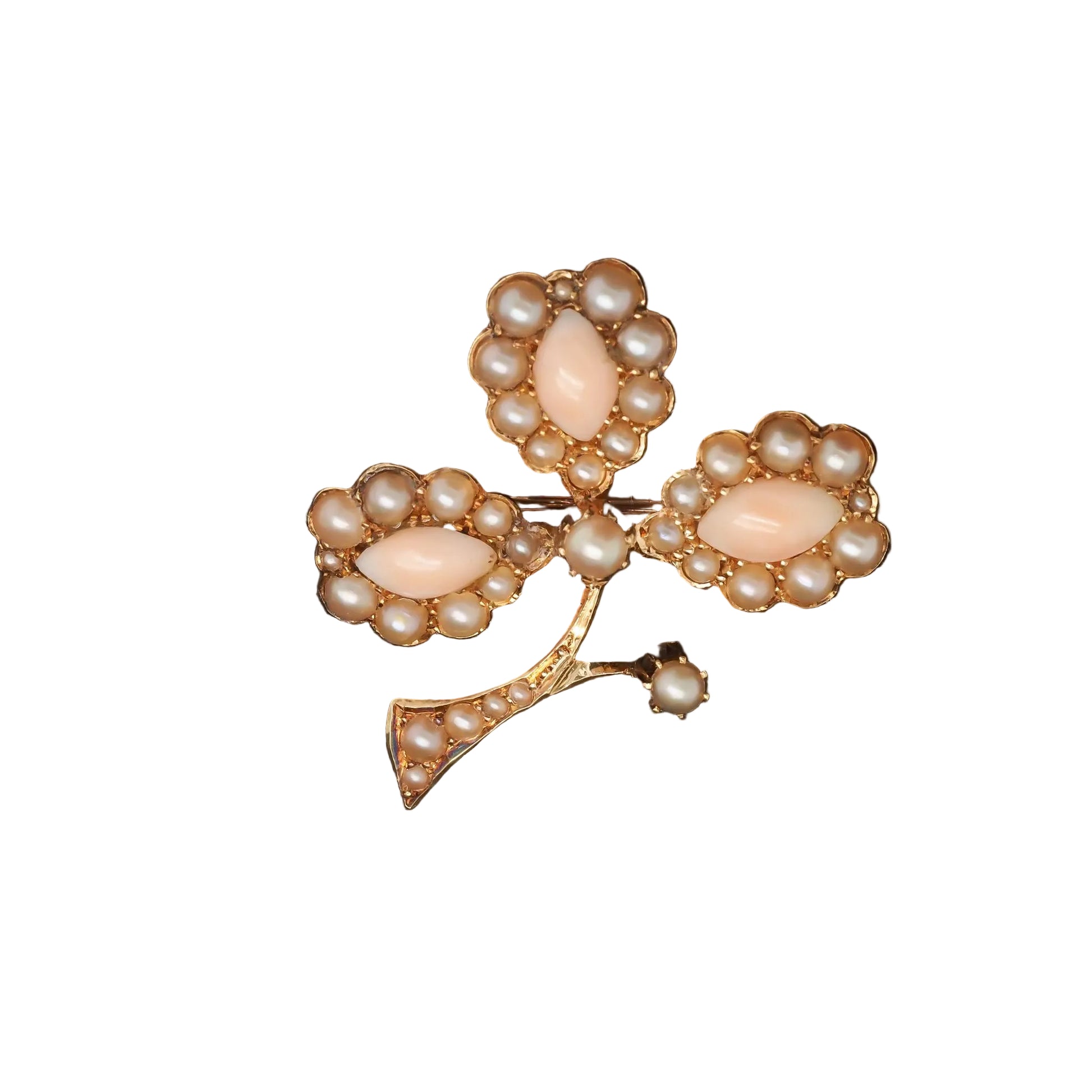 1930s Art Deco Coral and Pearl Brooch Pin - VHK#102