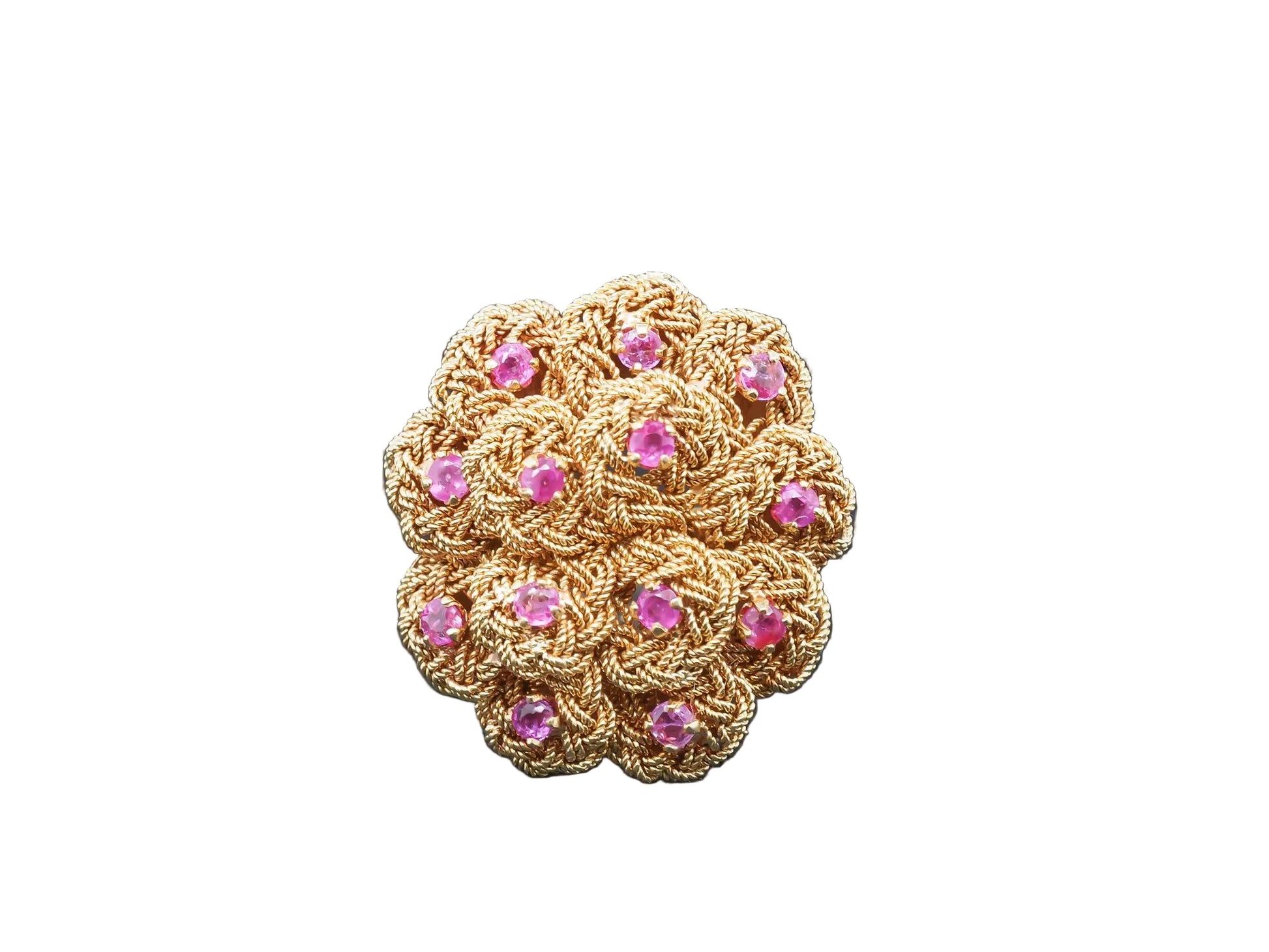 1980s Retro 18 Karat Yellow Gold Ruby Cocktail Ring - VHK#90