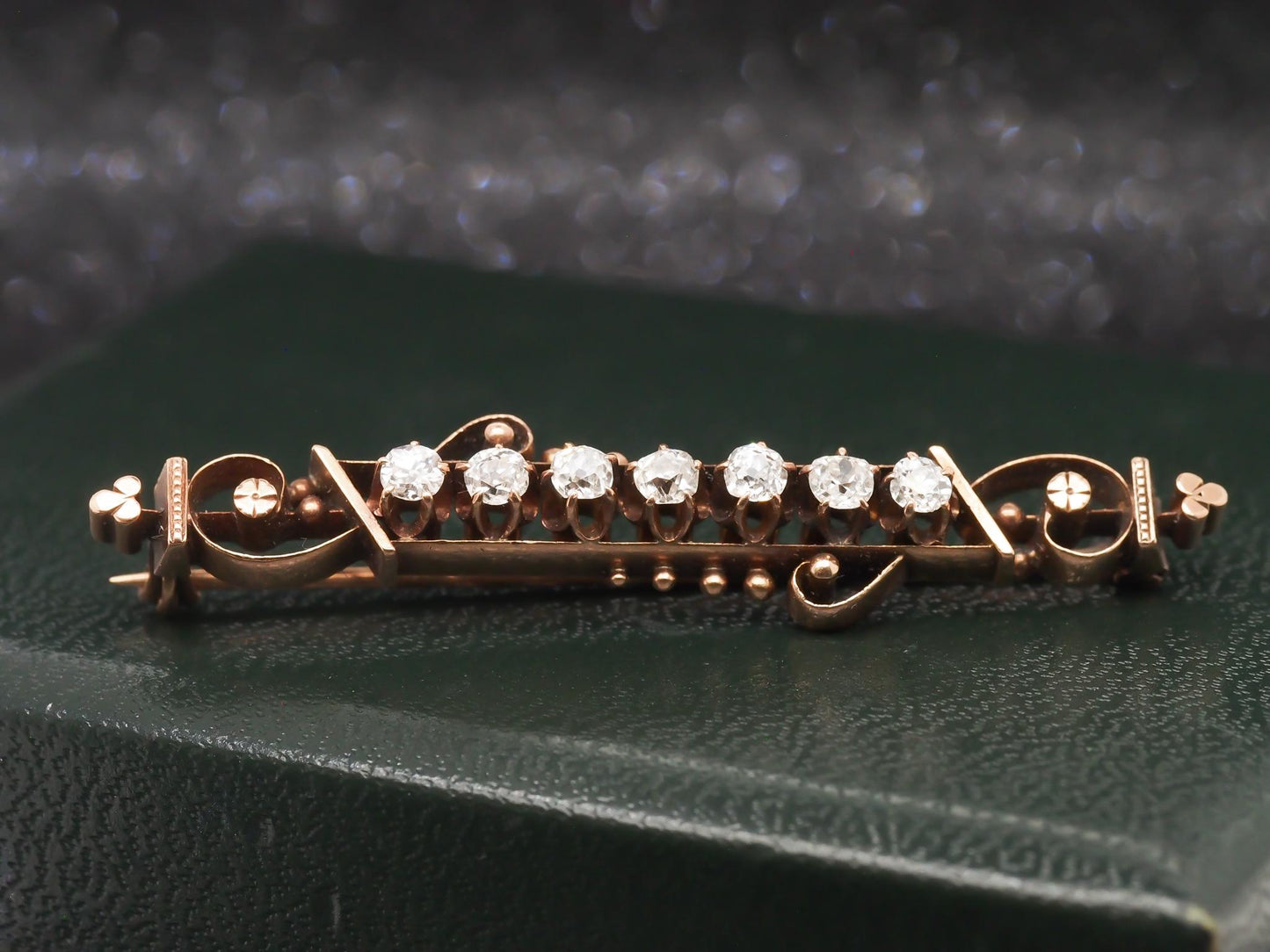Circa 1890s Victorian 14K Yellow Gold Old Mine Cut Diamond Pin - VHK#76