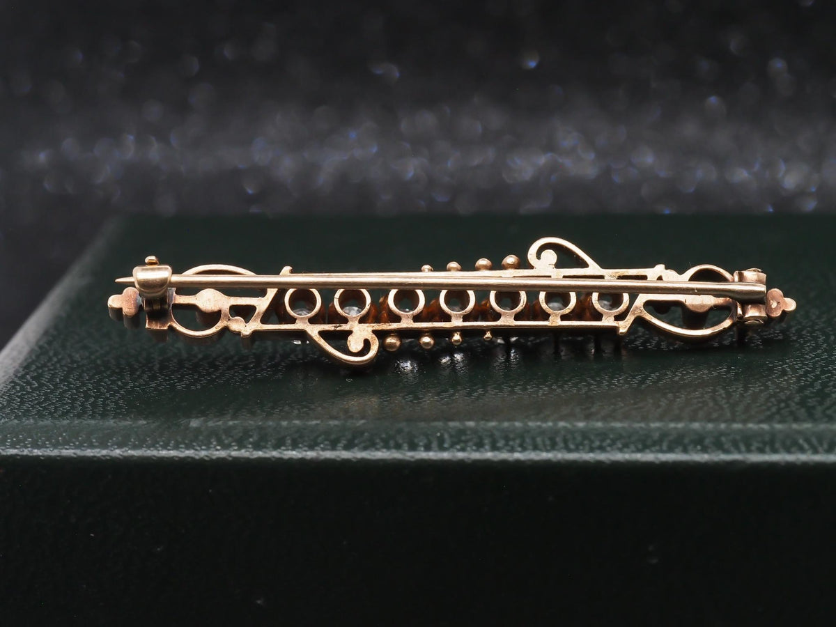 Circa 1890s Victorian 14K Yellow Gold Old Mine Cut Diamond Pin - VHK#76