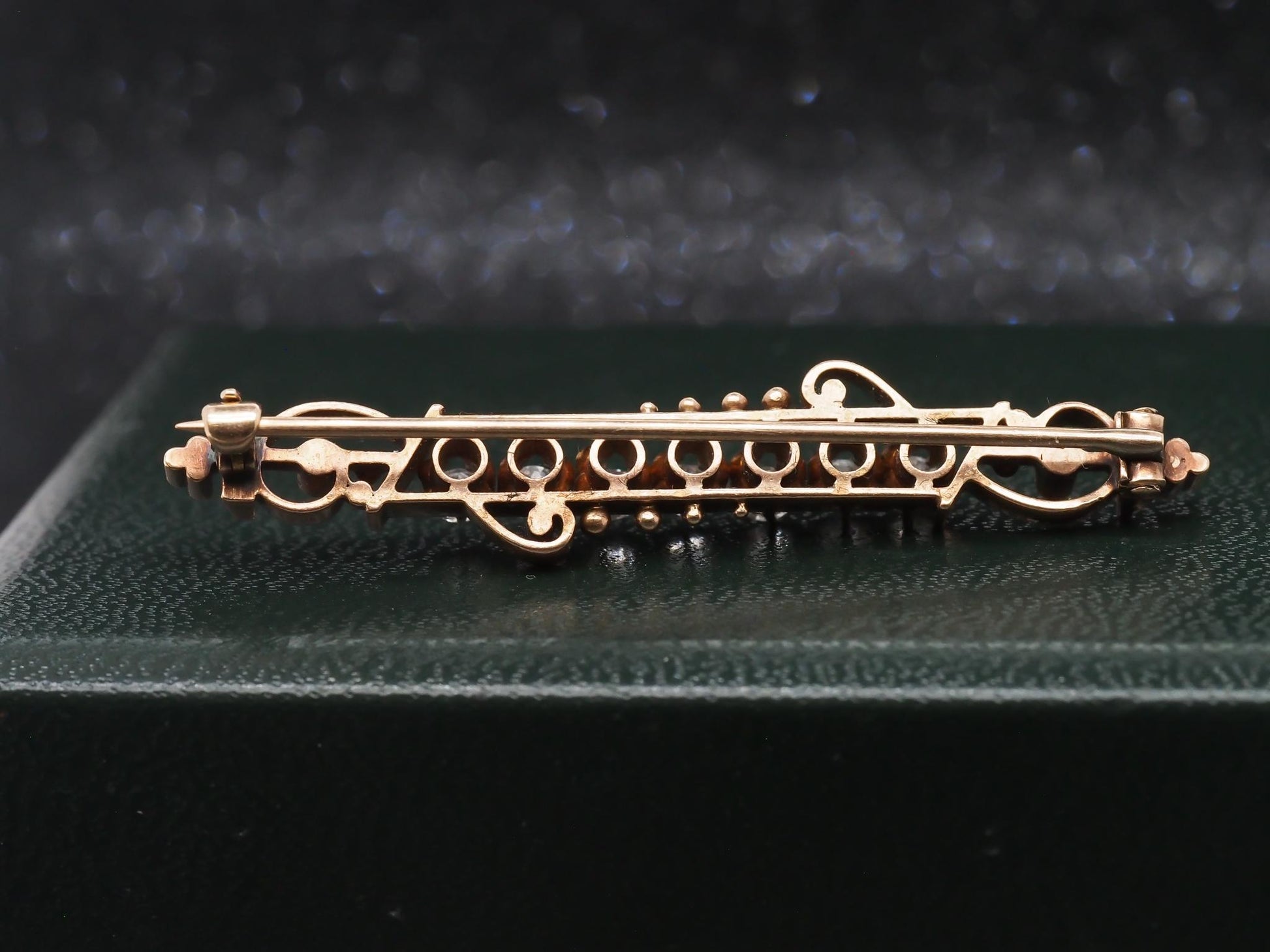 Circa 1890s Victorian 14K Yellow Gold Old Mine Cut Diamond Pin - VHK#76