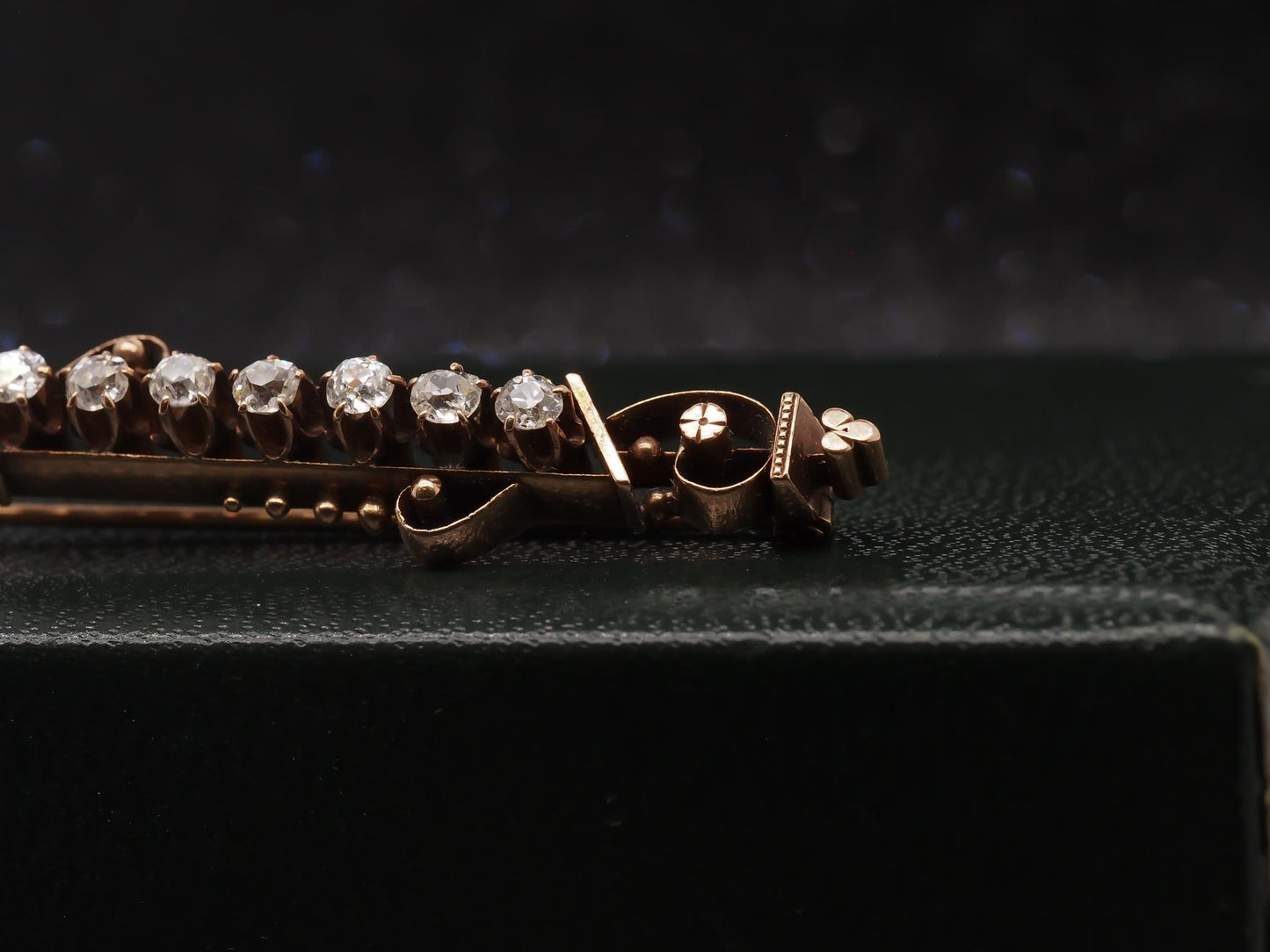 Circa 1890s Victorian 14K Yellow Gold Old Mine Cut Diamond Pin - VHK#76