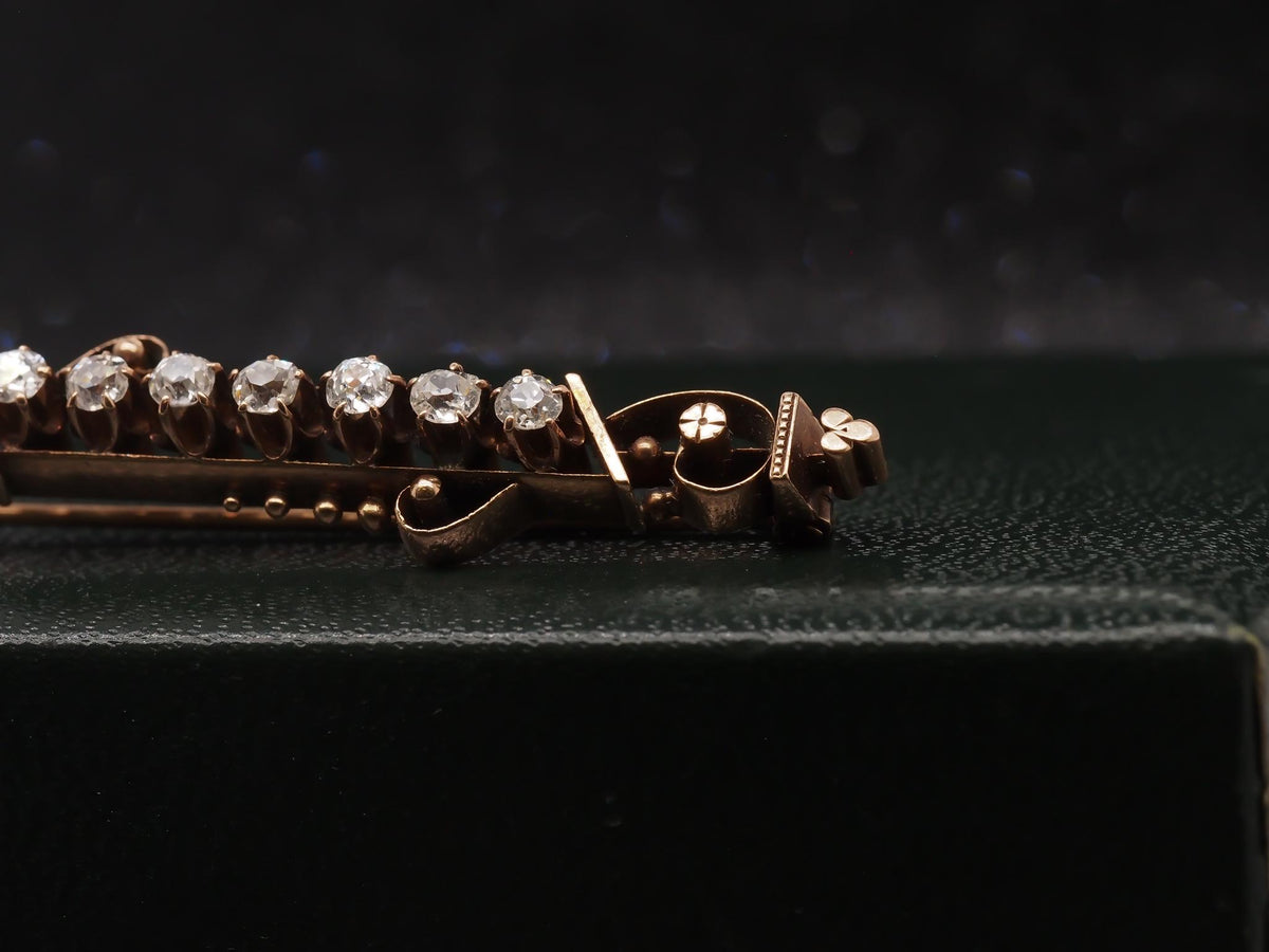 Circa 1890s Victorian 14K Yellow Gold Old Mine Cut Diamond Pin - VHK#76