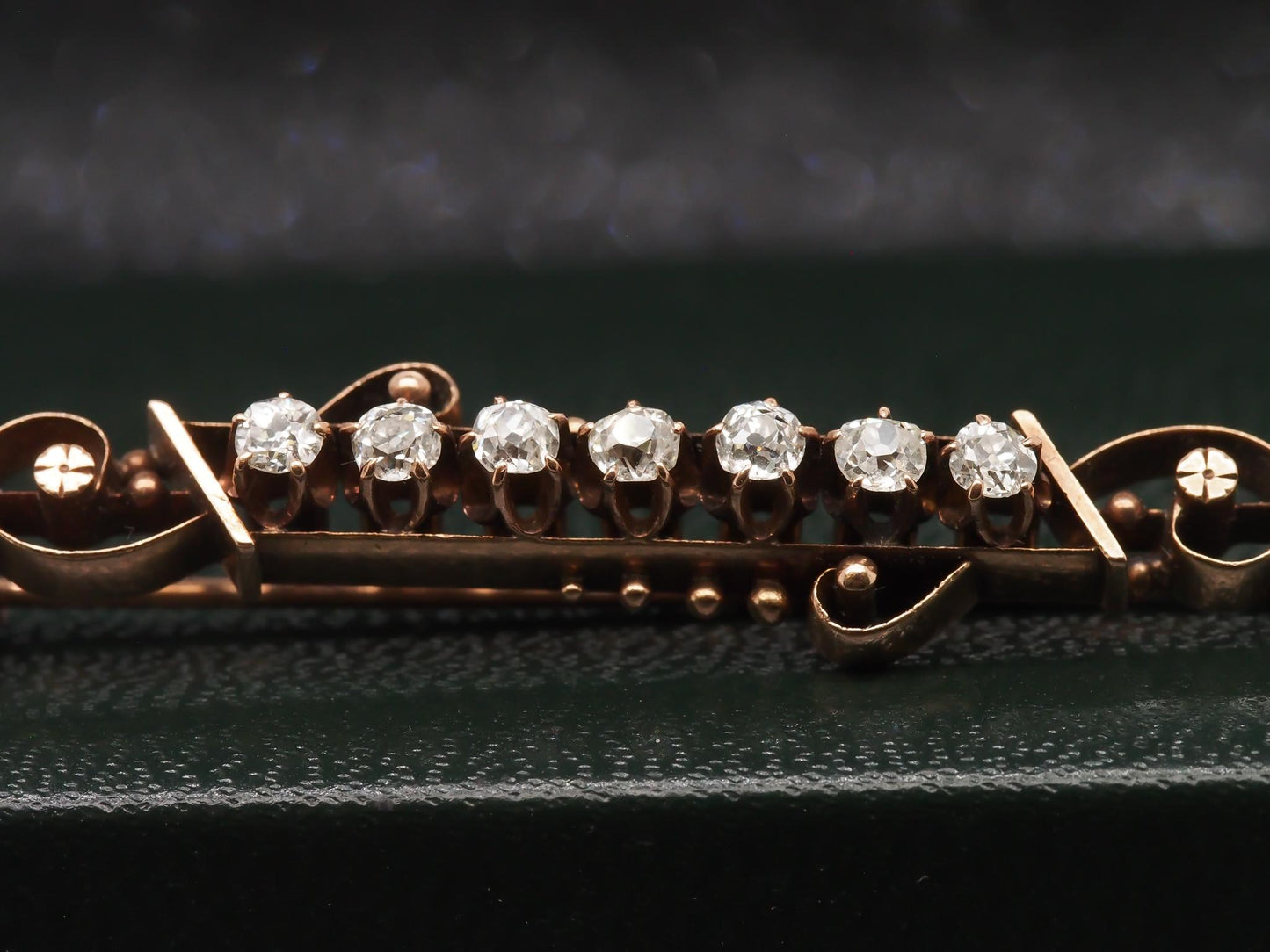 Circa 1890s Victorian 14K Yellow Gold Old Mine Cut Diamond Pin - VHK#76