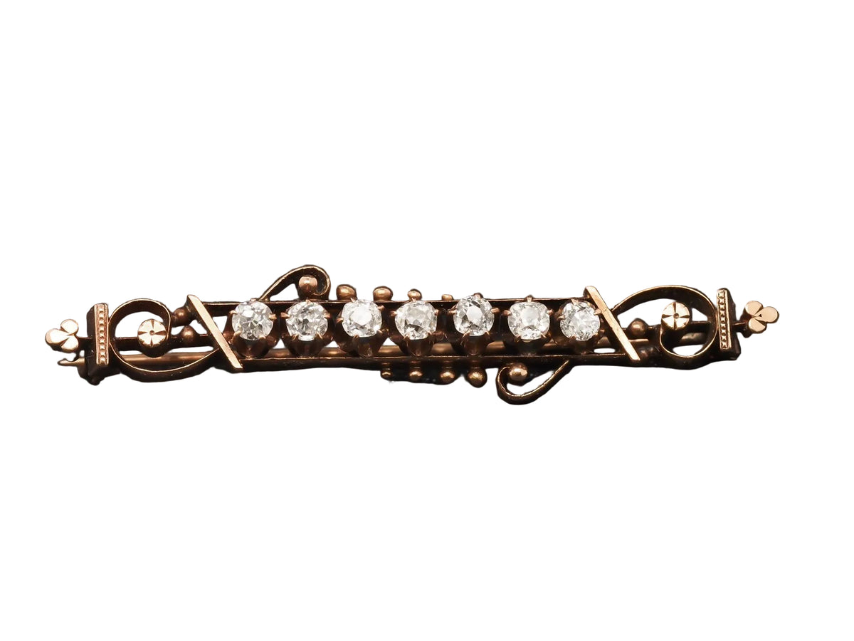 Circa 1890s Victorian 14K Yellow Gold Old Mine Cut Diamond Pin - VHK#76