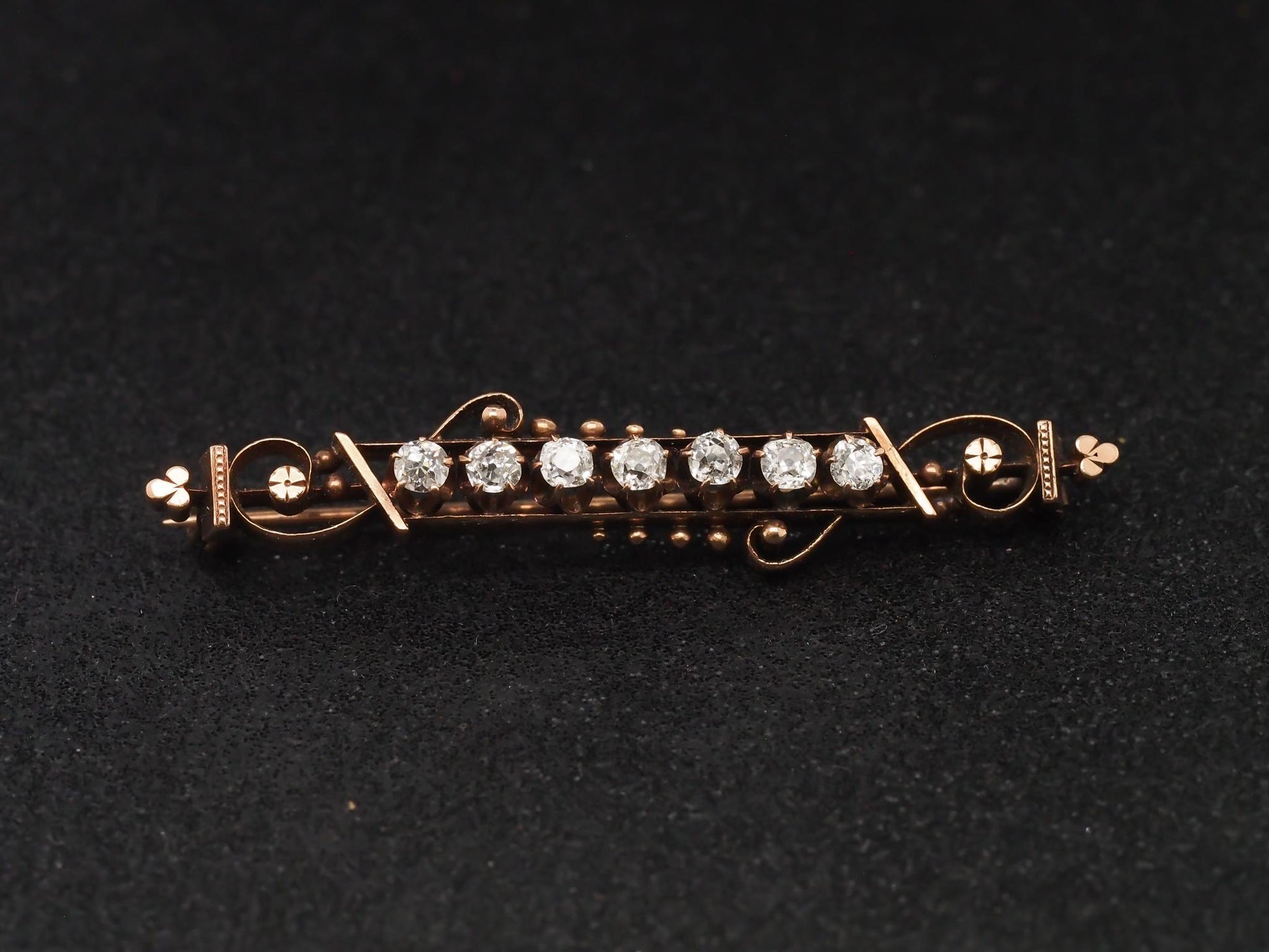 Circa 1890s Victorian 14K Yellow Gold Old Mine Cut Diamond Pin - VHK#76