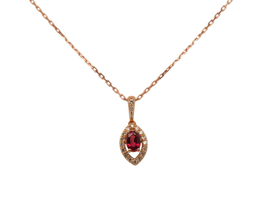 Rose Gold Ruby and Diamond Pendant and Necklace Set - VHK#149