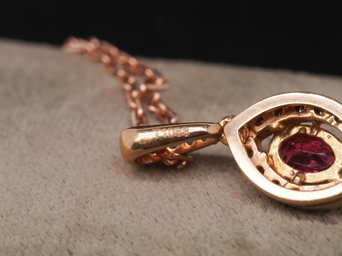 Rose Gold Ruby and Diamond Pendant and Necklace Set - VHK#149