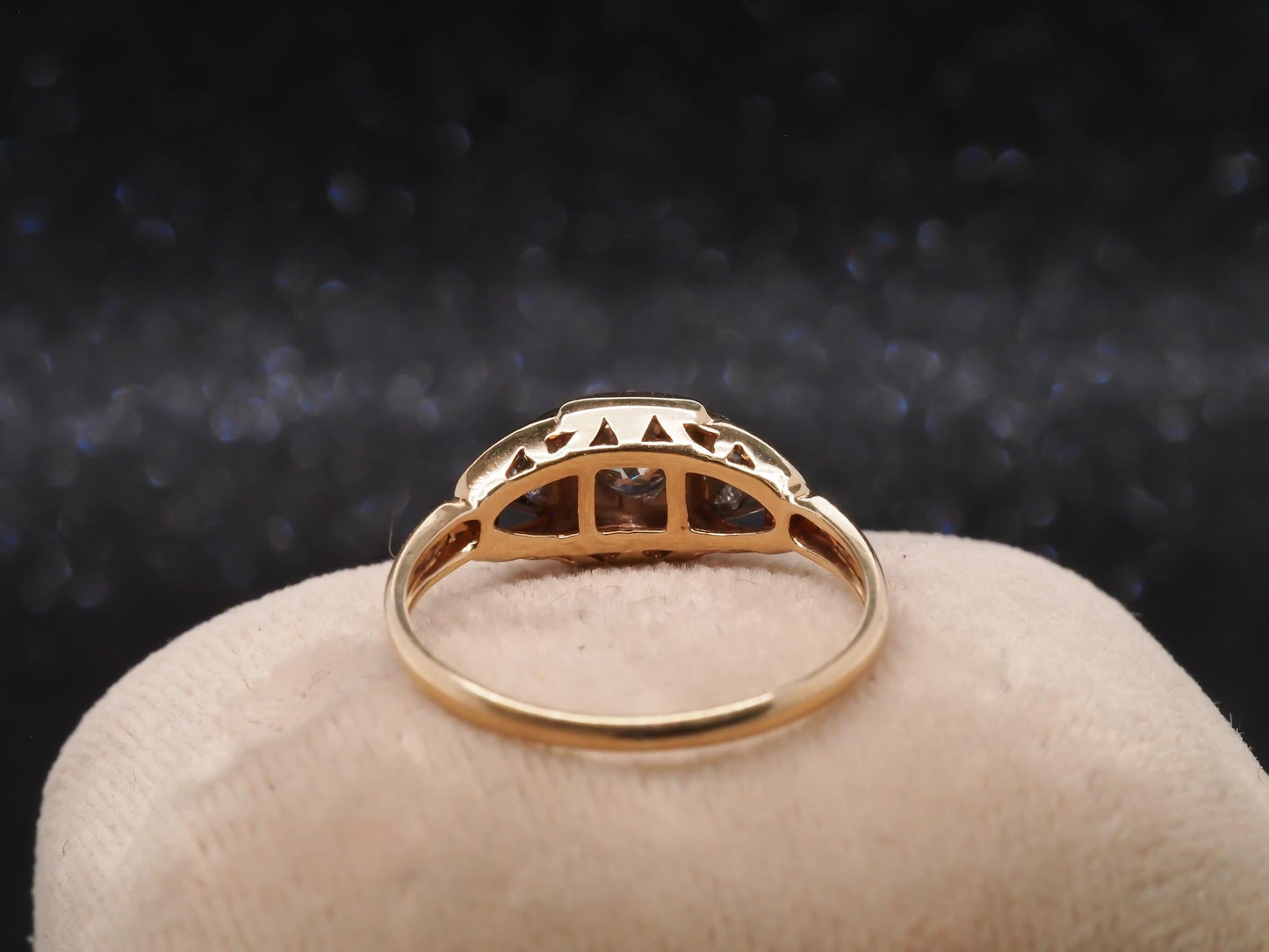1920s Art Deco Natural Brown Diamond 14K Yellow Gold Ring - VHK#142